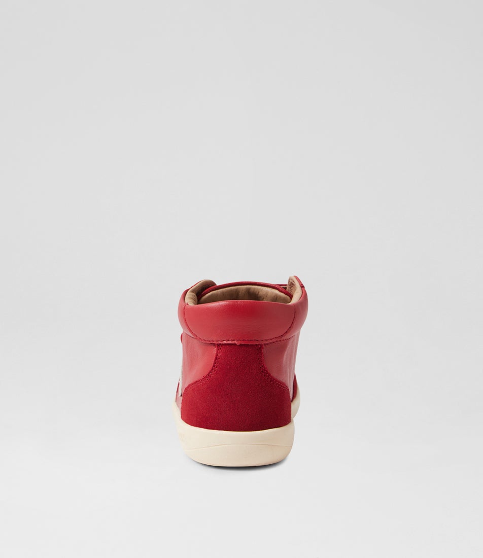 Bobux Kp Champ High Junior Pompeian Red Leather Ankle Boots