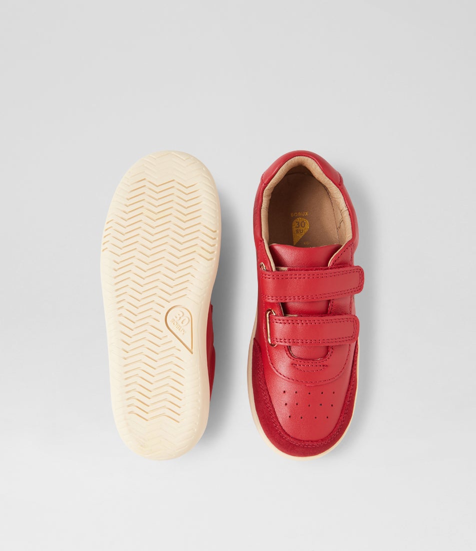 Bobux Kp Champ Junior Pompeian Red Leather Flat Shoes