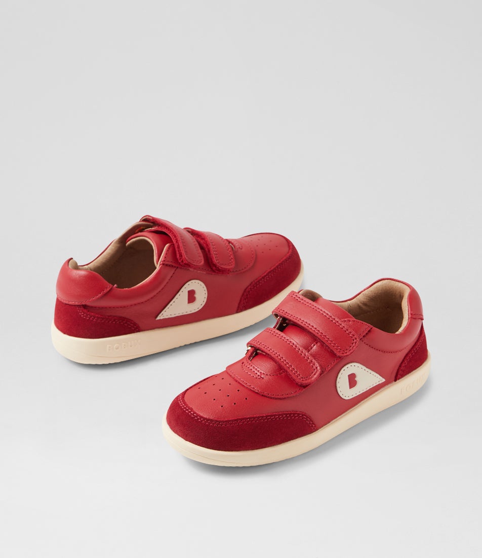 bobux Kp Champ Junior Pompeian Red Leather Flat Shoes