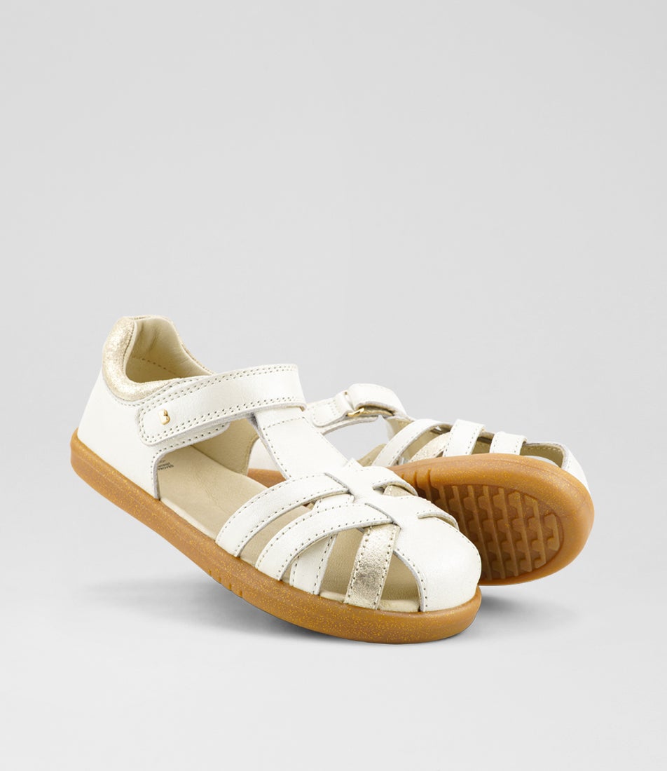 Bobux Kp Cross Jump Junior Moon Pearl Leather Sandals