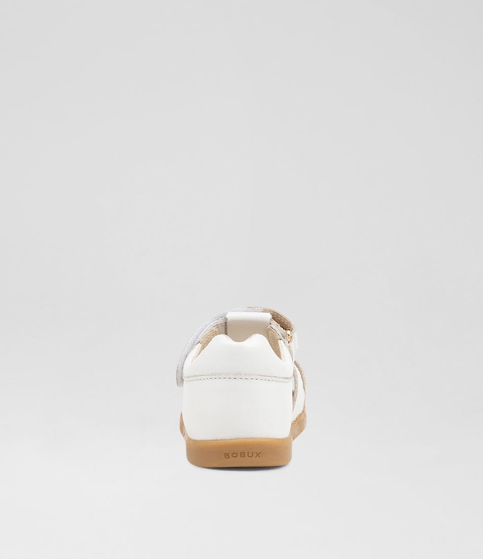 Bobux Kp Cross Jump Junior White Leather Flat Shoes