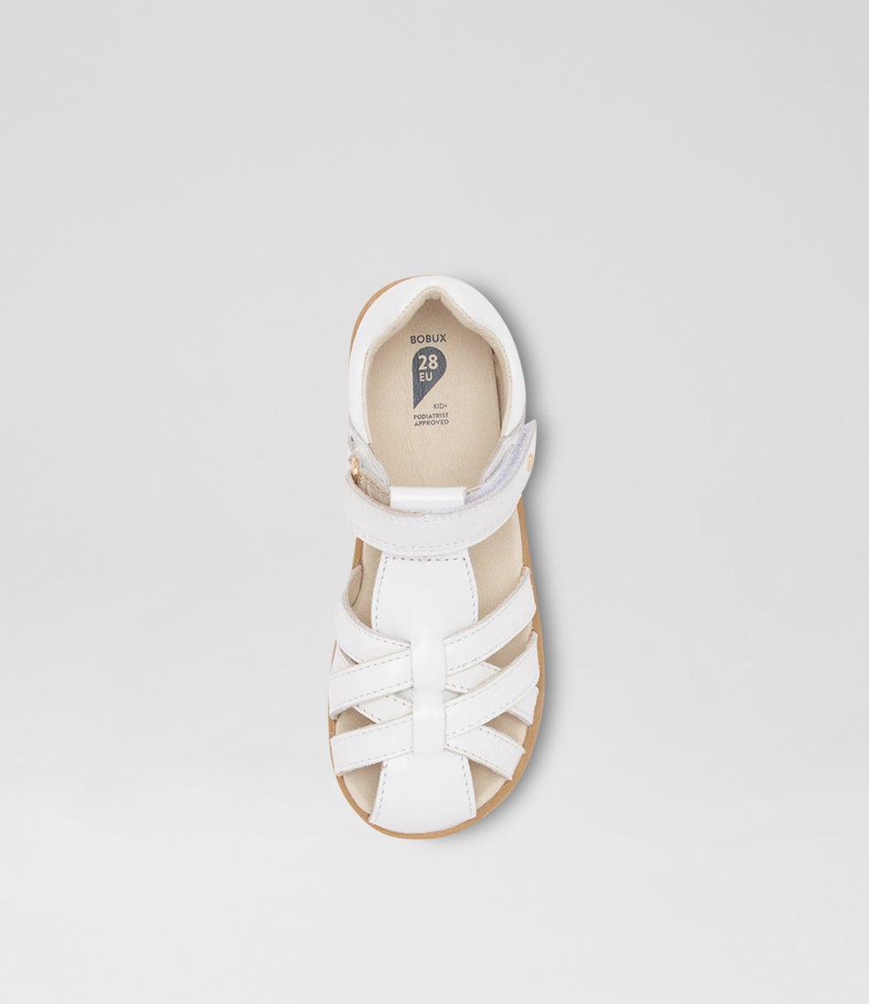 bobux Kp Cross Jump Junior White Leather Flat Shoes