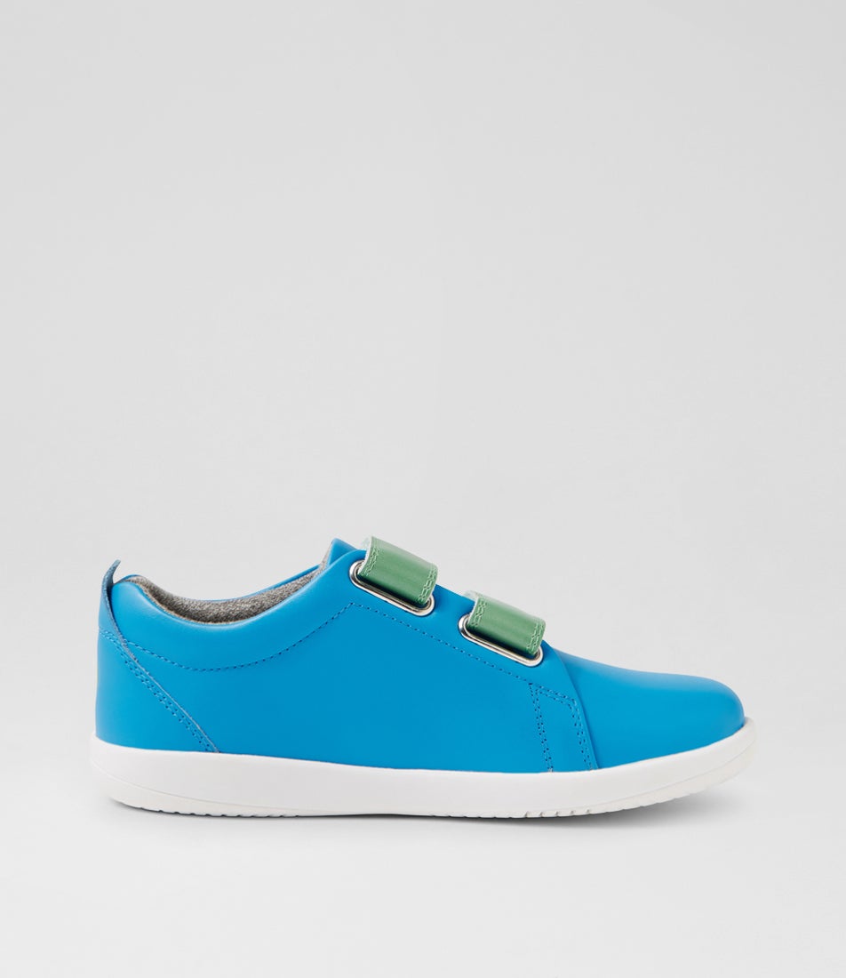 Bobux Kp Grass Court Brilliant Blue Leather Flat Shoes