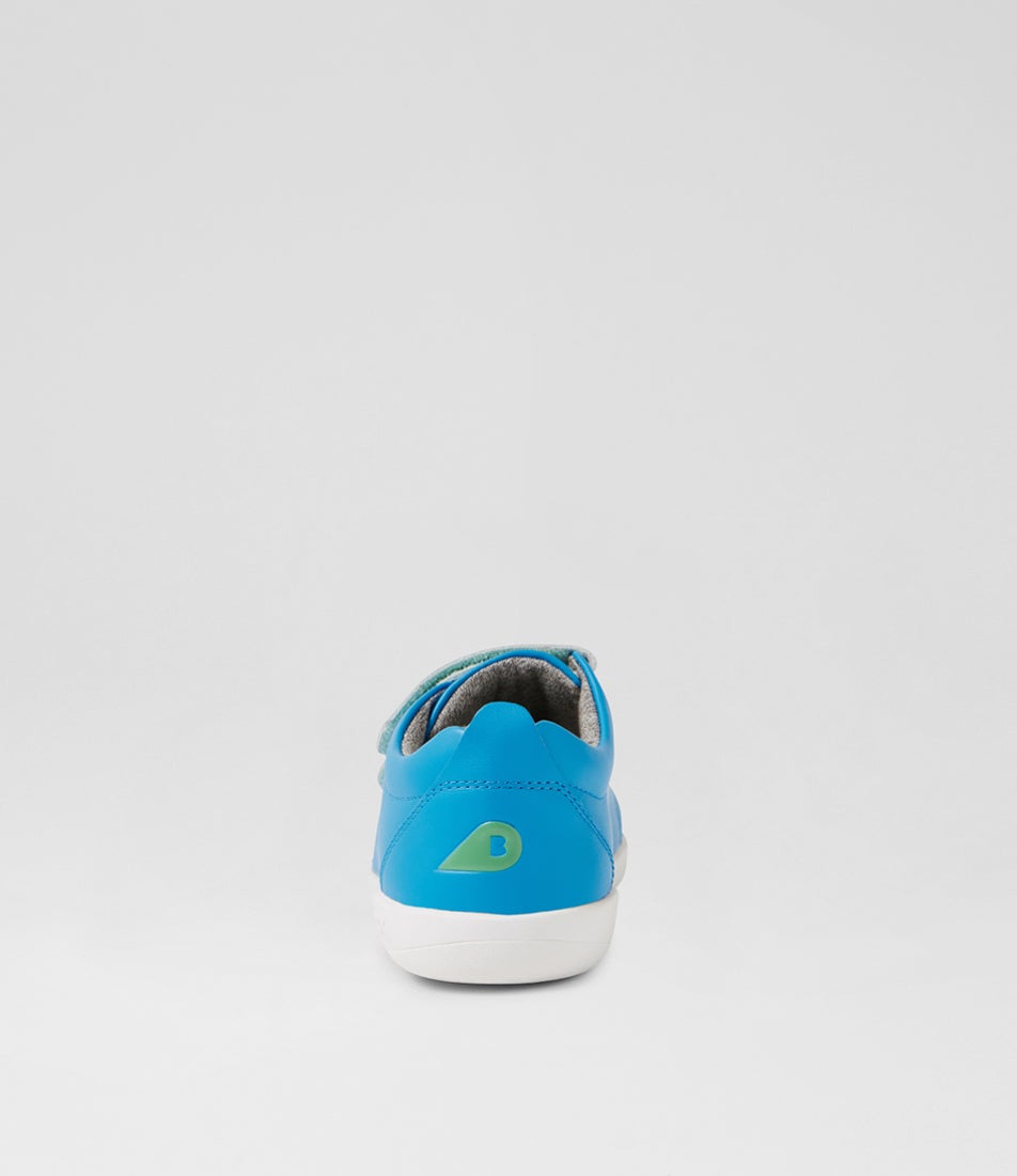 Bobux Kp Grass Court Brilliant Blue Leather Flat Shoes