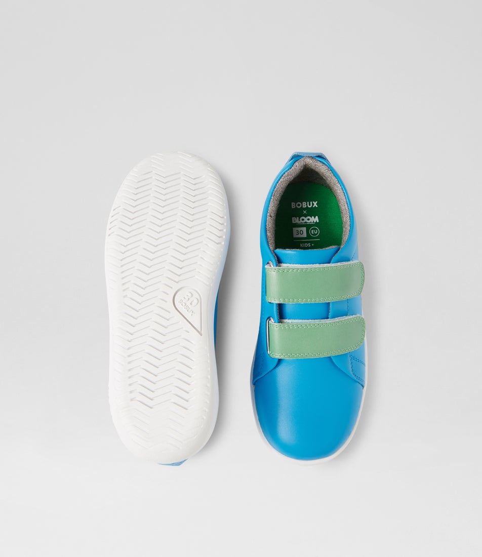 Bobux Kp Grass Court Brilliant Blue Leather Flat Shoes