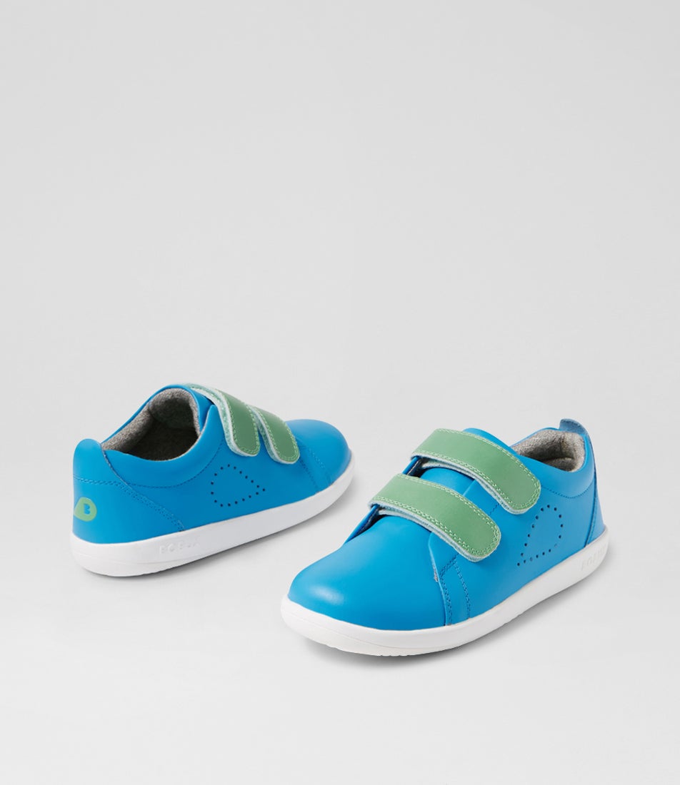 bobux Kp Grass Court Brilliant Blue Leather Flat Shoes
