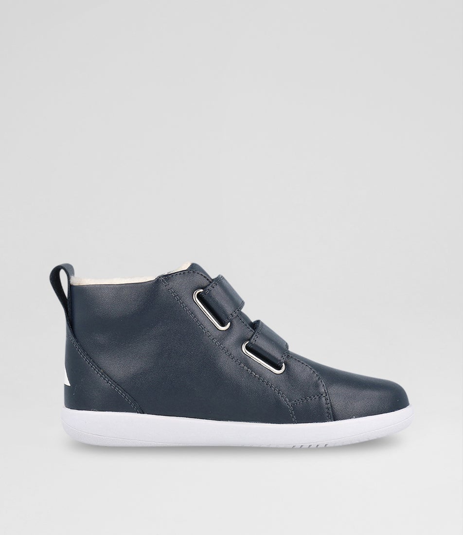 bobux Kp Grass Court High Arctic Junior Navy Leather Ankle Boots