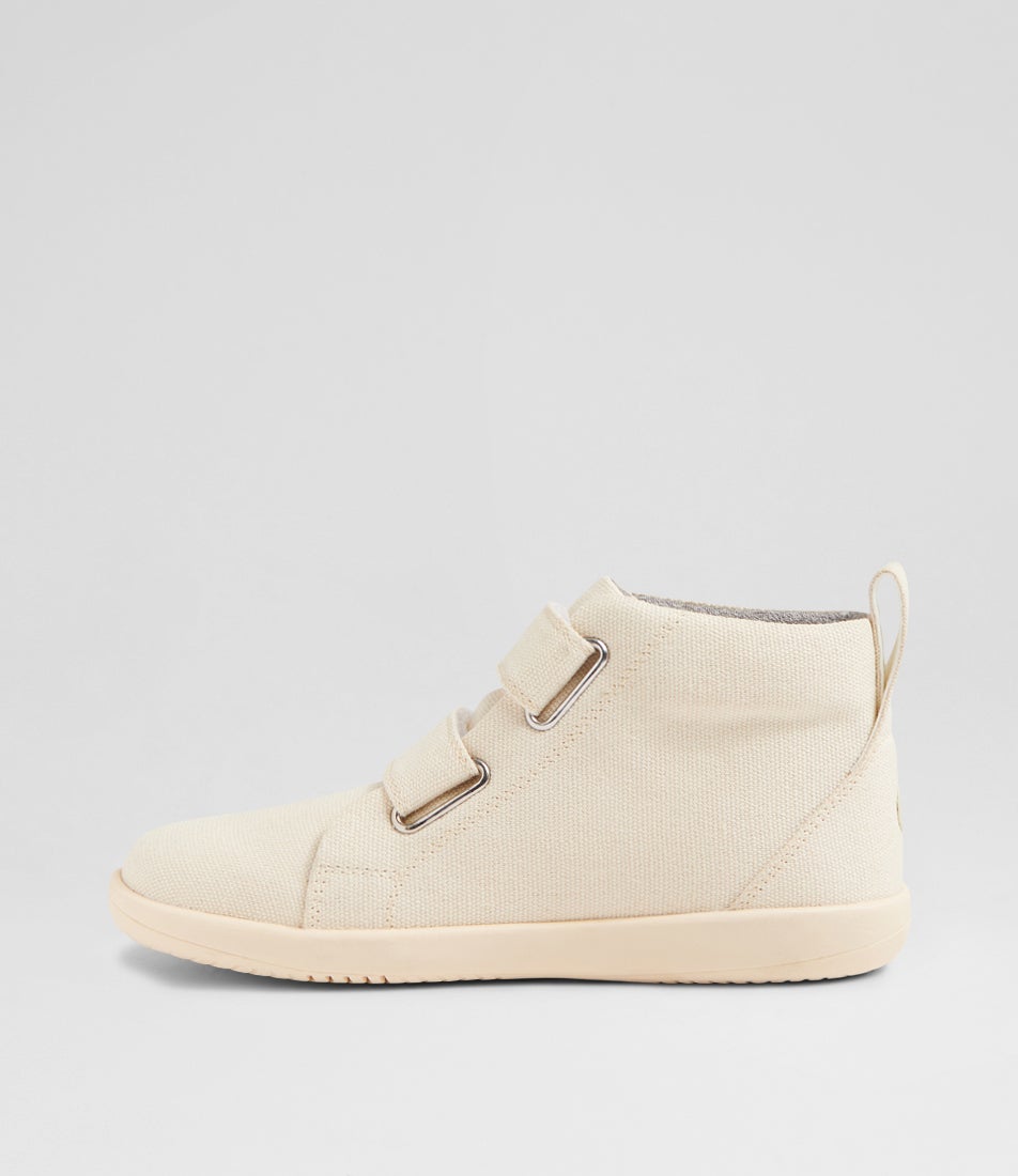 Bobux Kp Grass Court High Junior Chalk Canvas Ankle Boots