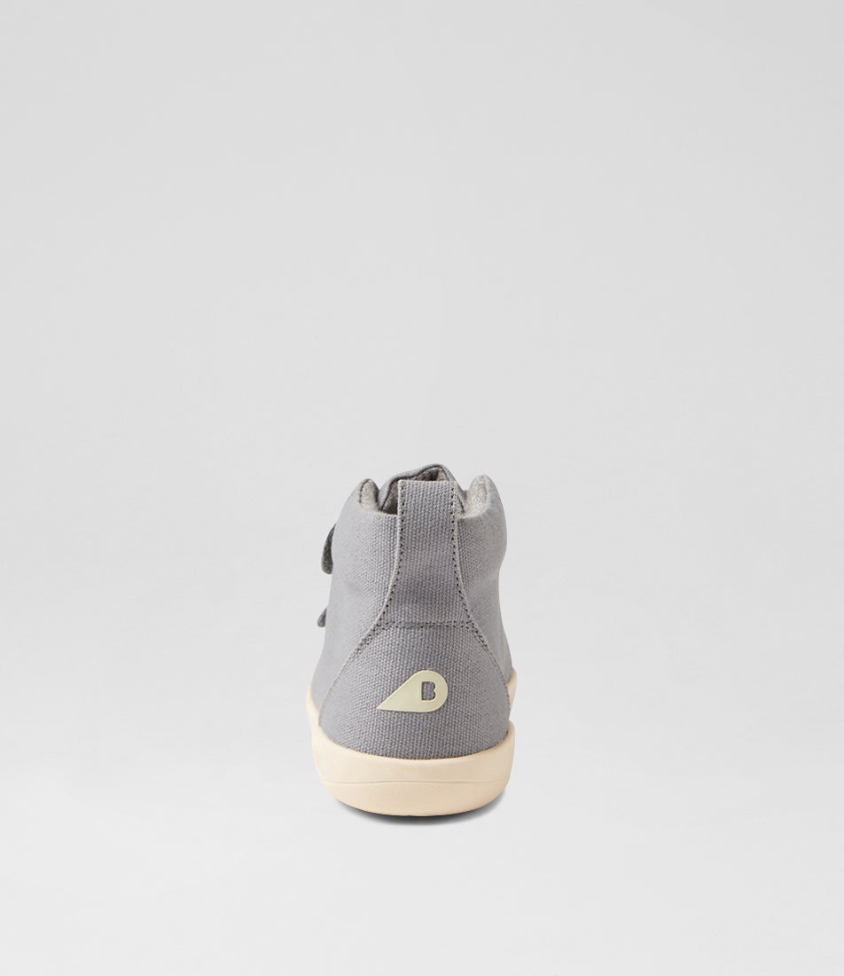 Bobux Kp Grass Court High Junior Circular Gray Canvas Ankle Boots