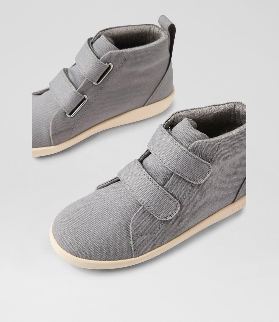 bobux Kp Grass Court High Junior Circular Gray Canvas Ankle Boots