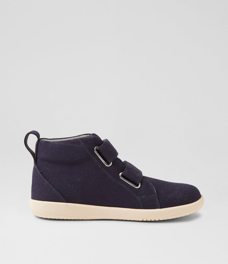 Bobux Kp Grass Court High Junior Navy Canvas Ankle Boots