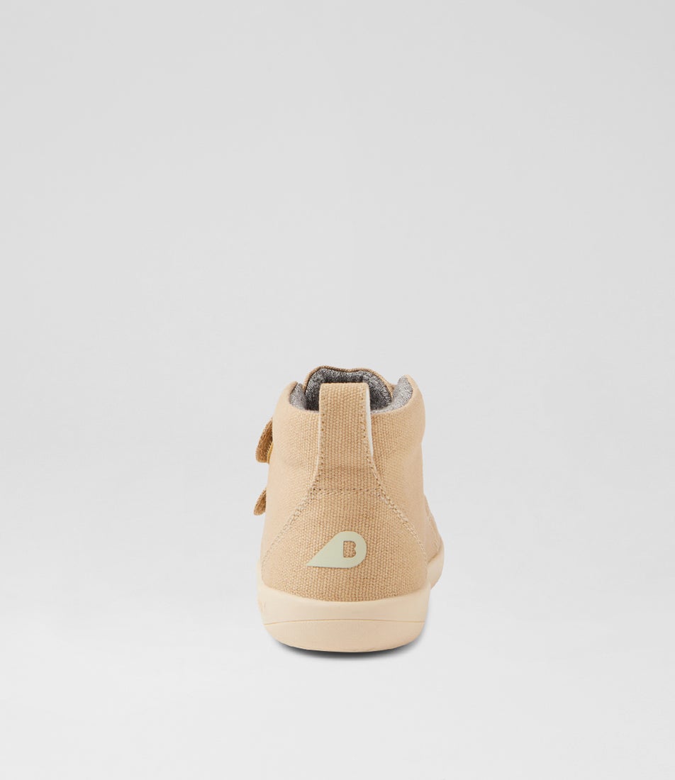 Bobux Kp Grass Court High Junior Oat Milk Canvas Ankle Boots