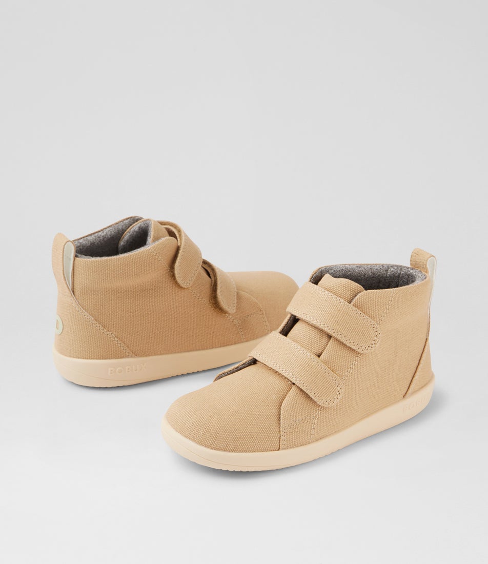 bobux Kp Grass Court High Junior Oat Milk Canvas Ankle Boots