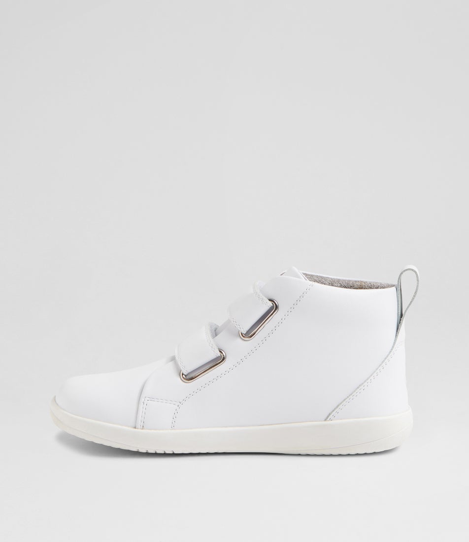 Bobux Kp Grass Court High Junior Optical White Leather Ankle Boots