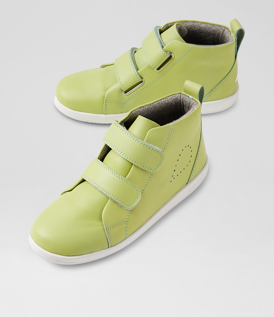 bobux Kp Grass Court High Junior Shadow Lime Leather Ankle Boots