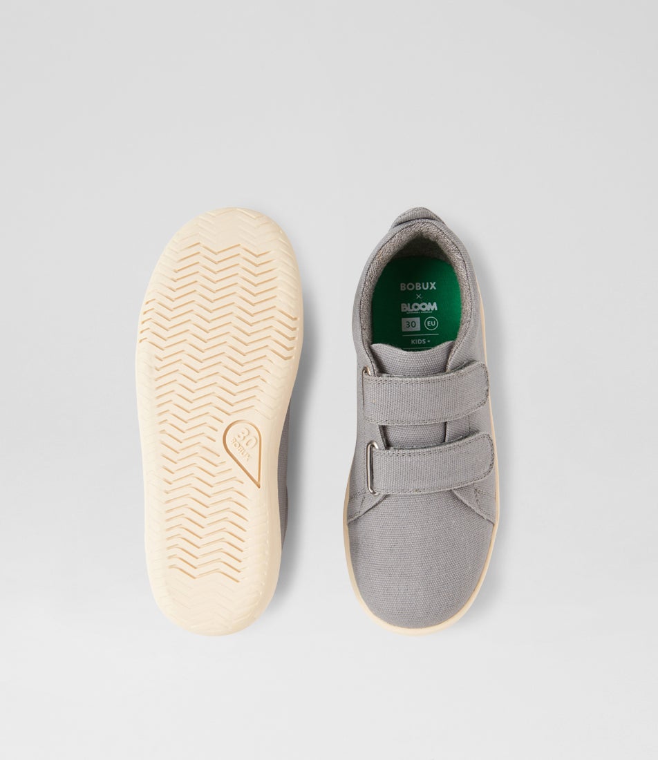 Bobux Kp Grass Court Junior Circular Gray Canvas Flat Shoes