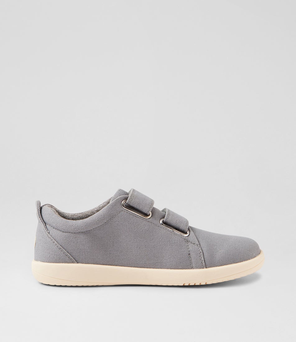 Bobux Kp Grass Court Junior Circular Gray Canvas Flat Shoes