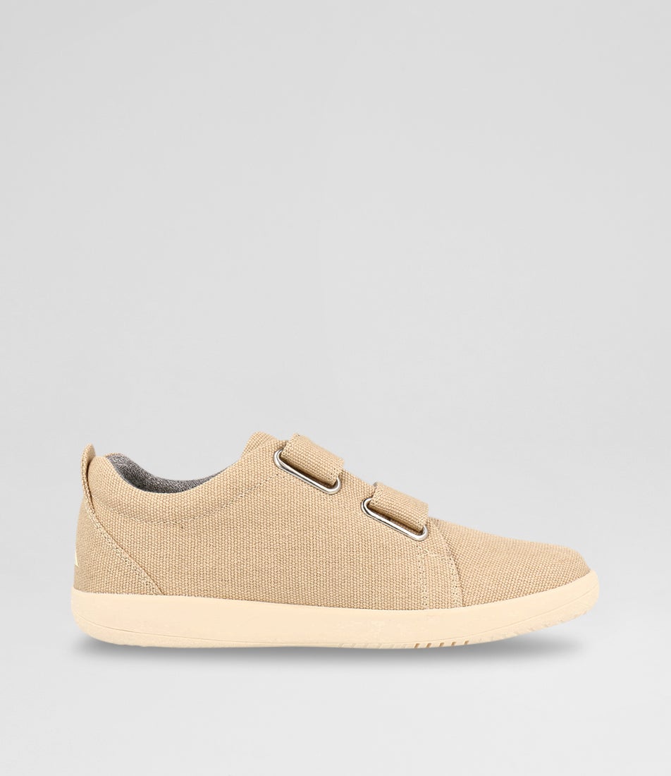 Bobux Kp Grass Court Junior Oat Milk Canvas Sneakers