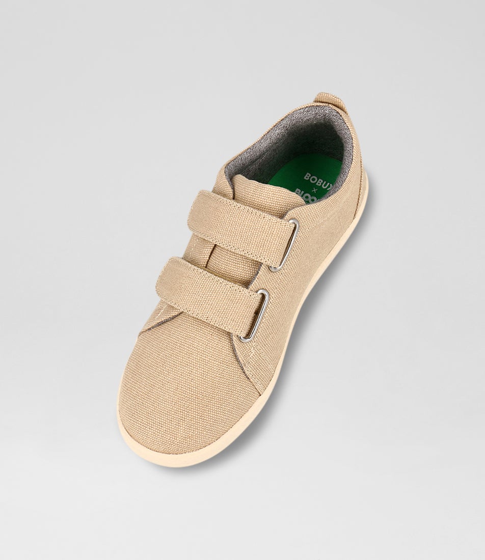 bobux Kp Grass Court Junior Oat Milk Canvas Sneakers