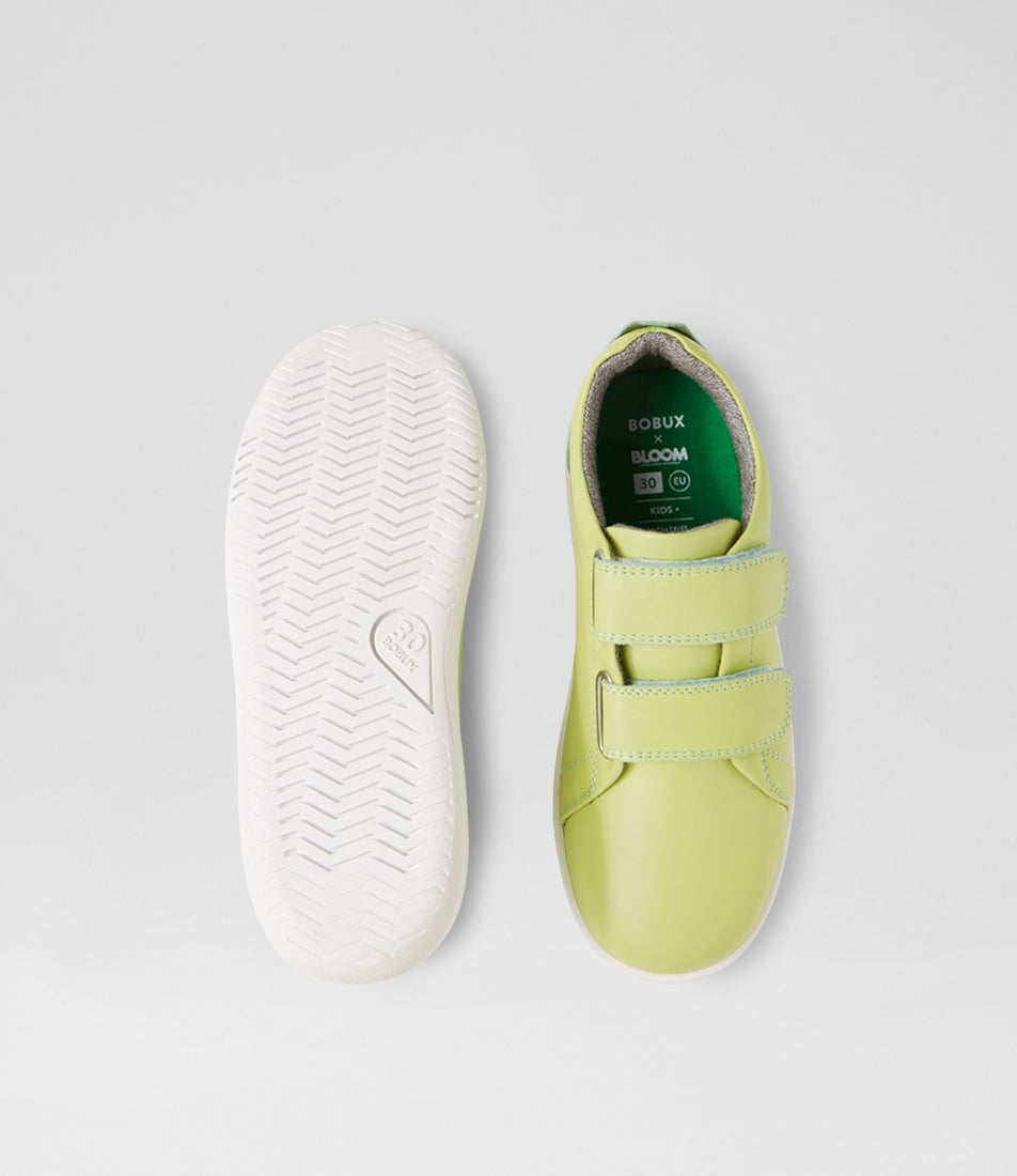 Bobux Kp Grass Court Shadow Lime Leather Flat Shoes