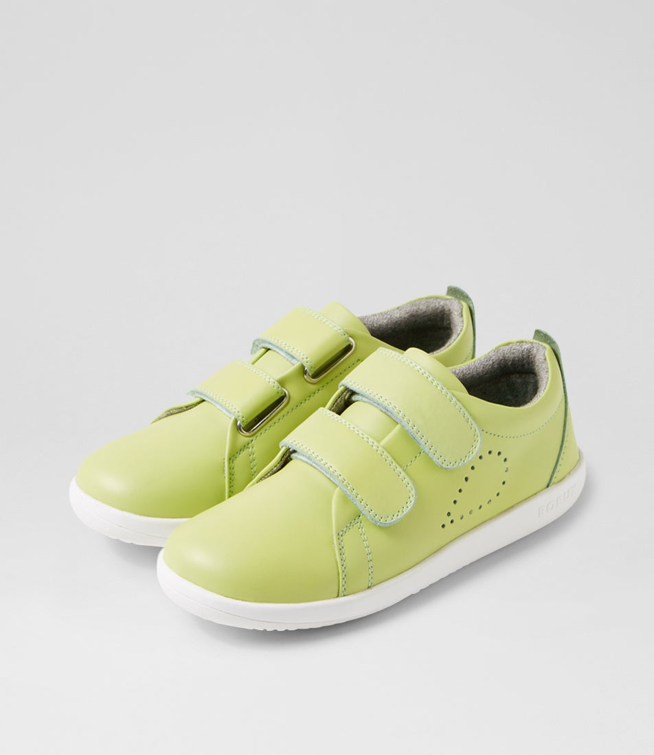 bobux Kp Grass Court Shadow Lime Leather Flat Shoes