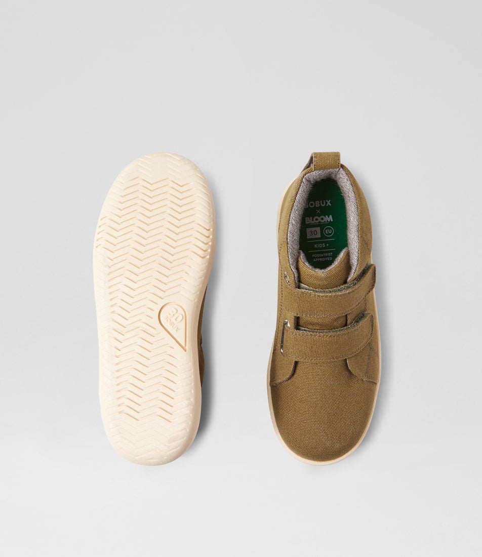 Bobux Kp Grass Junior Court High Canvas Sea Kelp Canvas Ankle Boots