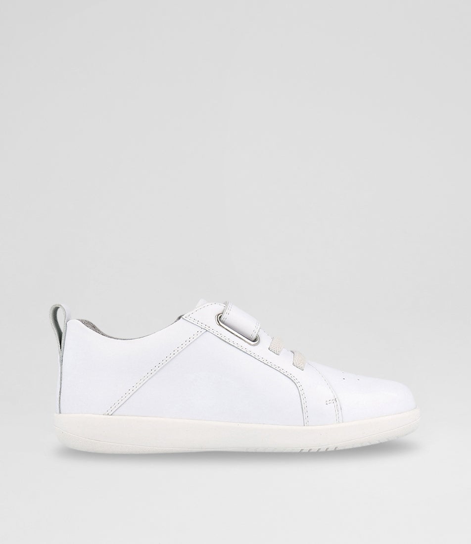 bobux Kp Pace Junior Optical White Leather Sneakers