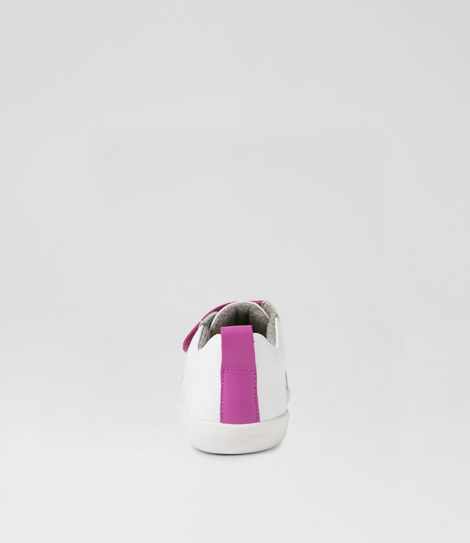 Bobux Kp Pace Optical White Orchid Leather Flat Shoes