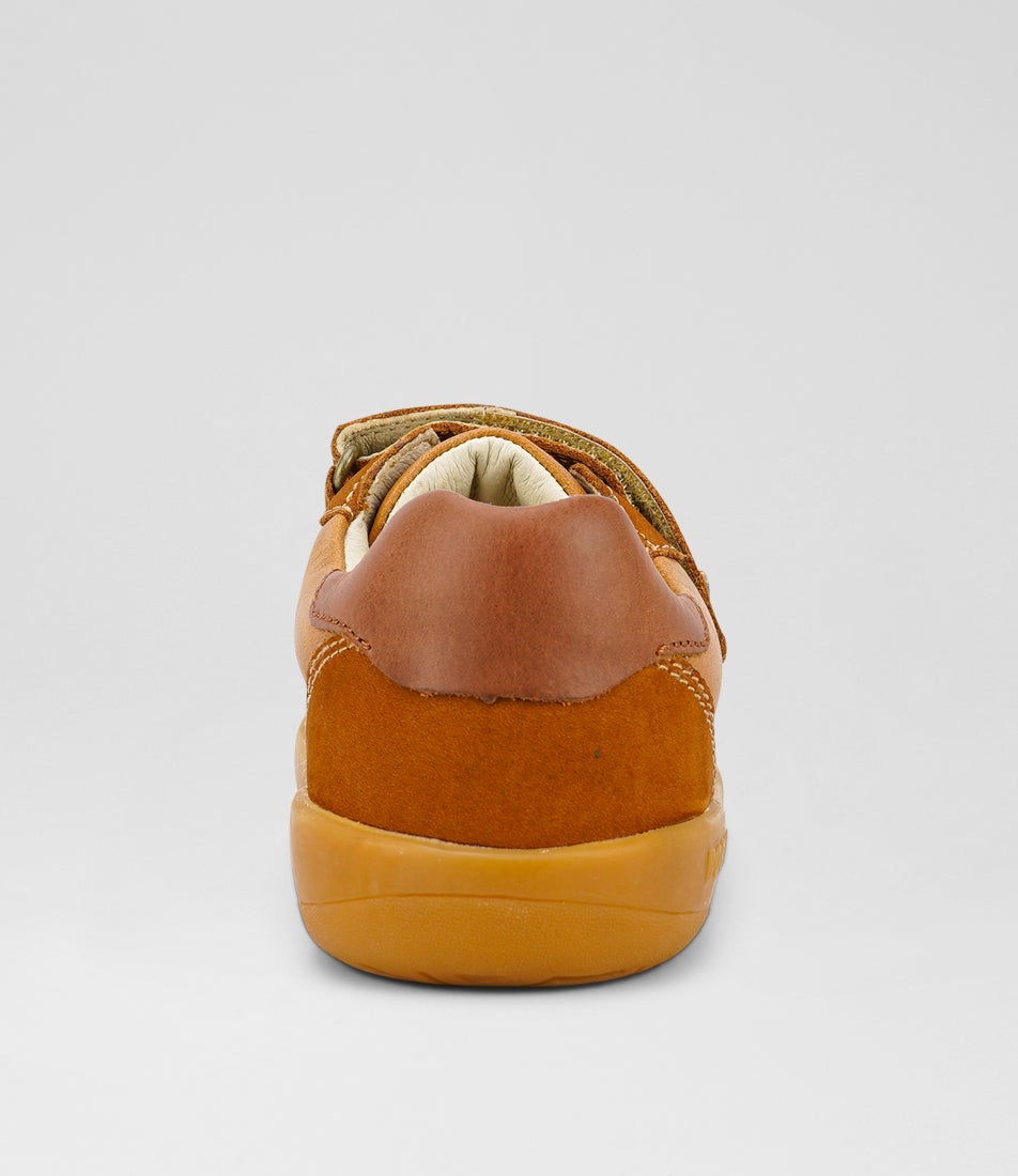 Bobux Kp Riley Junior Caramel Toffee Leather Sneakers
