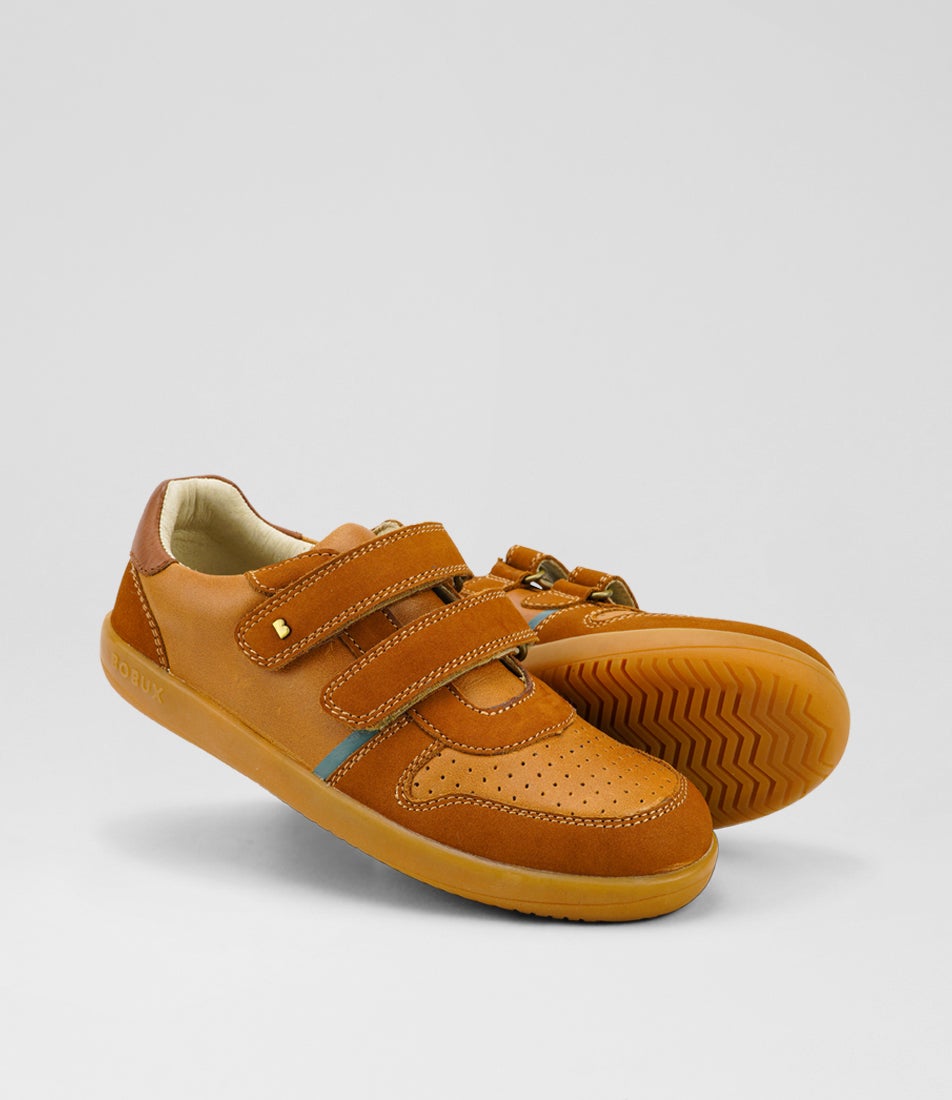 bobux Kp Riley Junior Caramel Toffee Leather Sneakers
