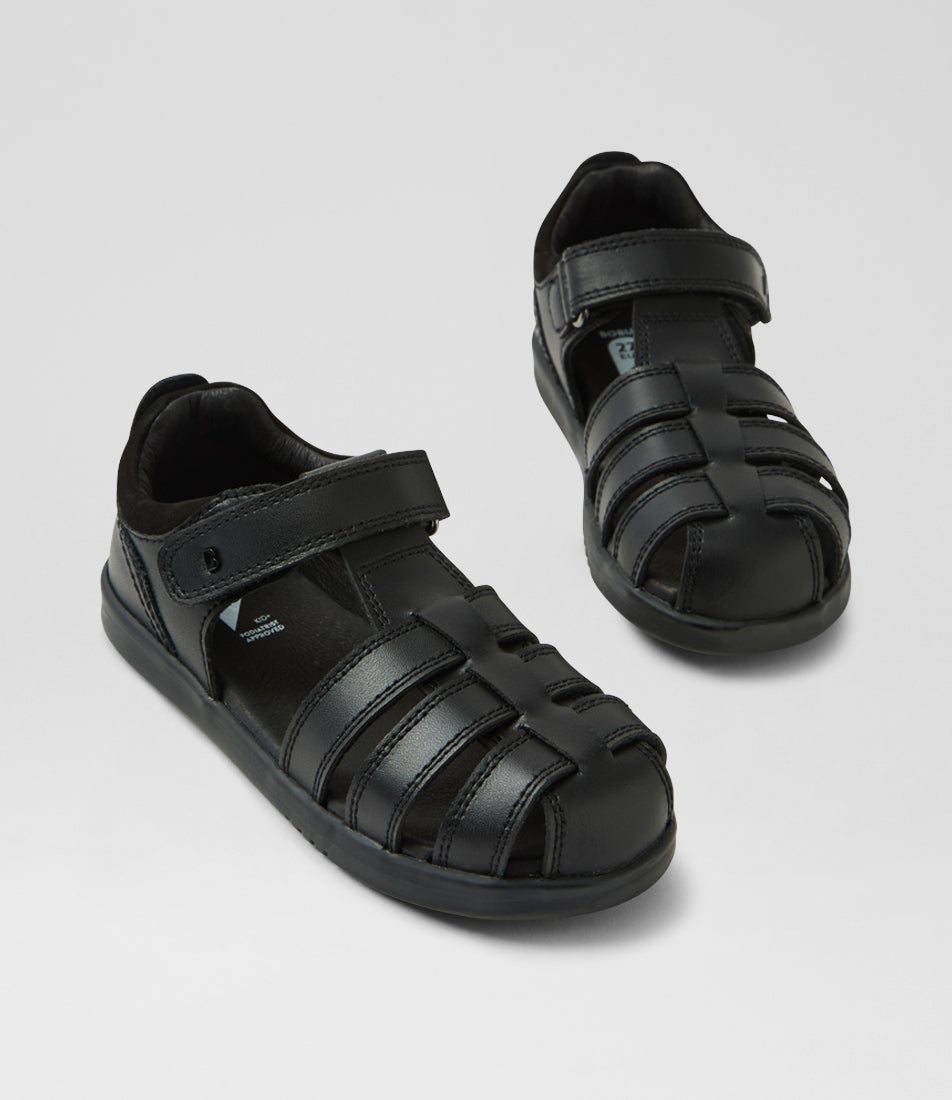 bobux Kp Roam School Junior Black Leather Flat Shoes
