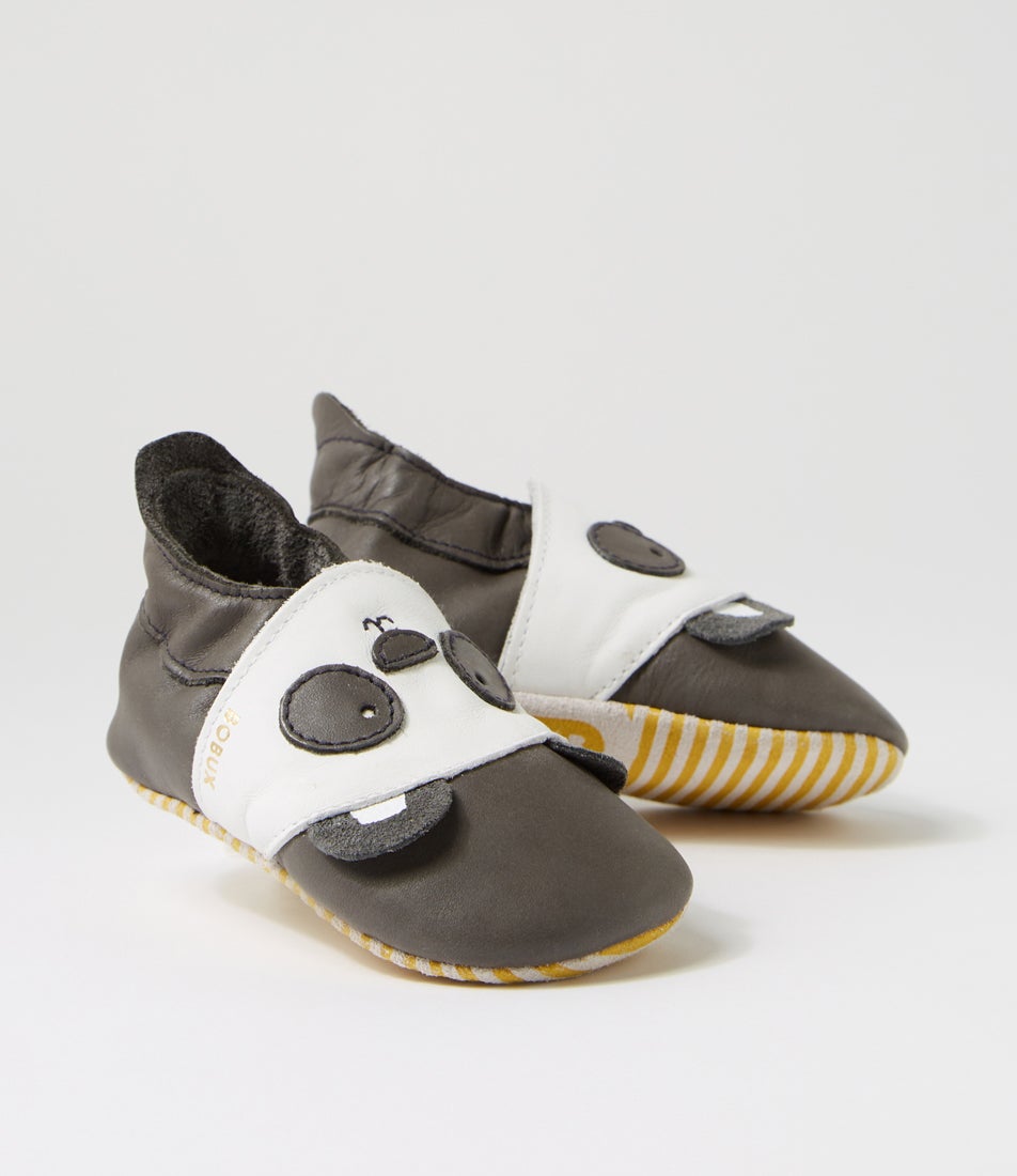 Bobux Ss Bam Boo Infant Charcoal Leather Flat Shoes