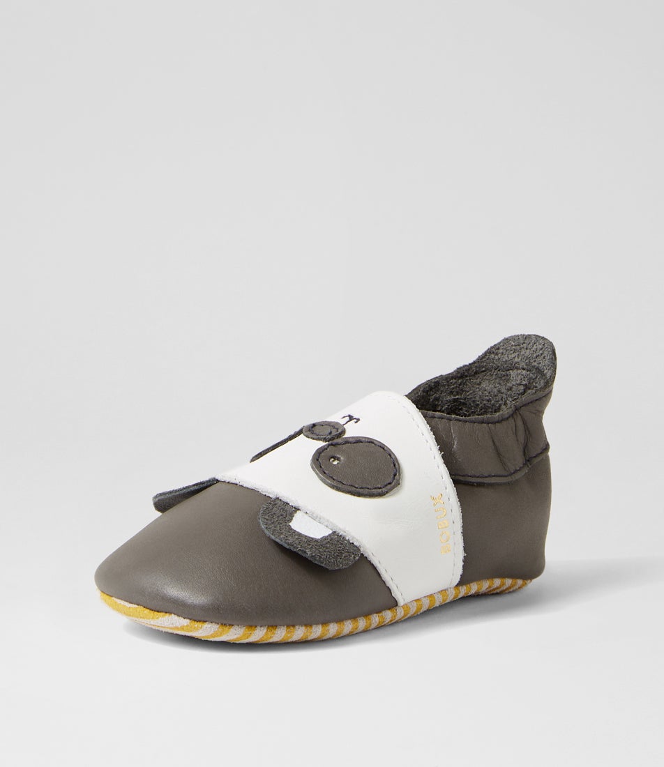 Bobux Ss Bam Boo Infant Charcoal Leather Flat Shoes