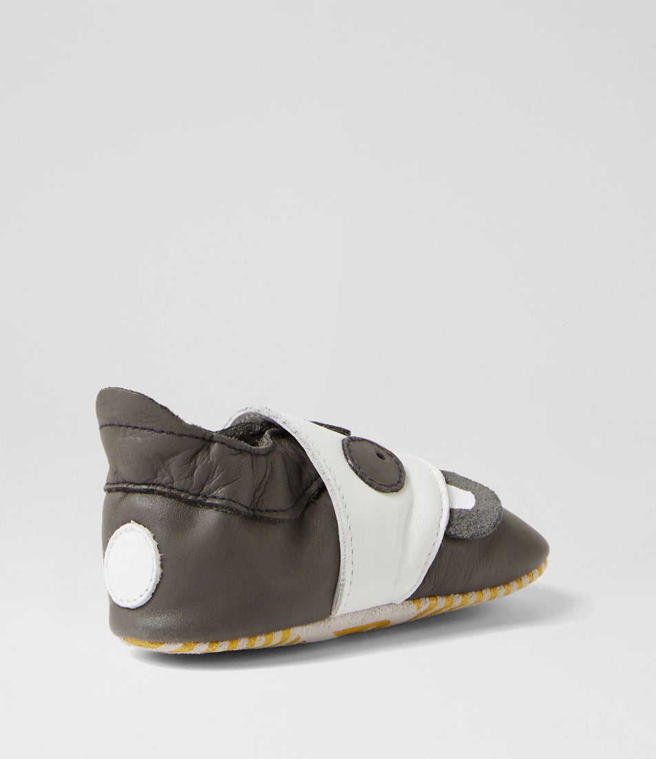bobux Ss Bam Boo Infant Charcoal Leather Flat Shoes