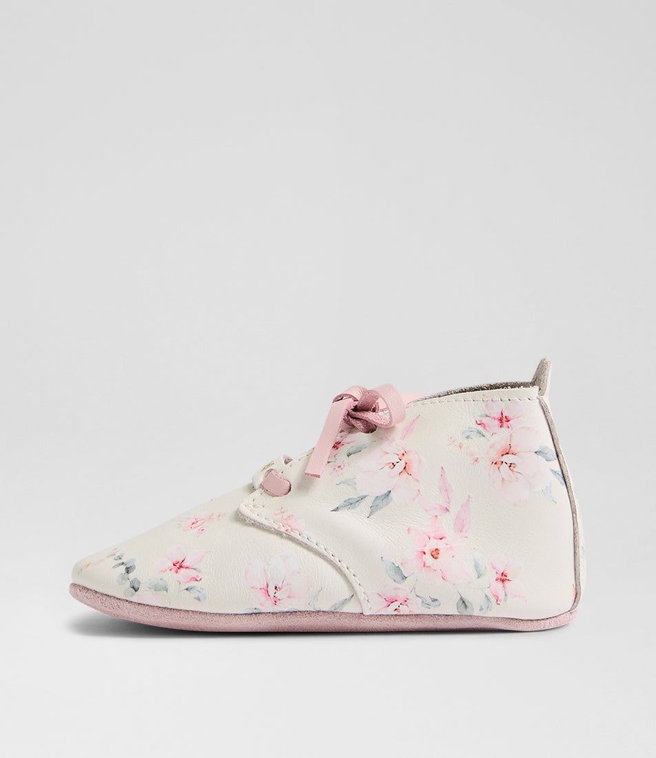 Bobux Ss Camille Lace Infant White Peachskin Leather Flat Shoes