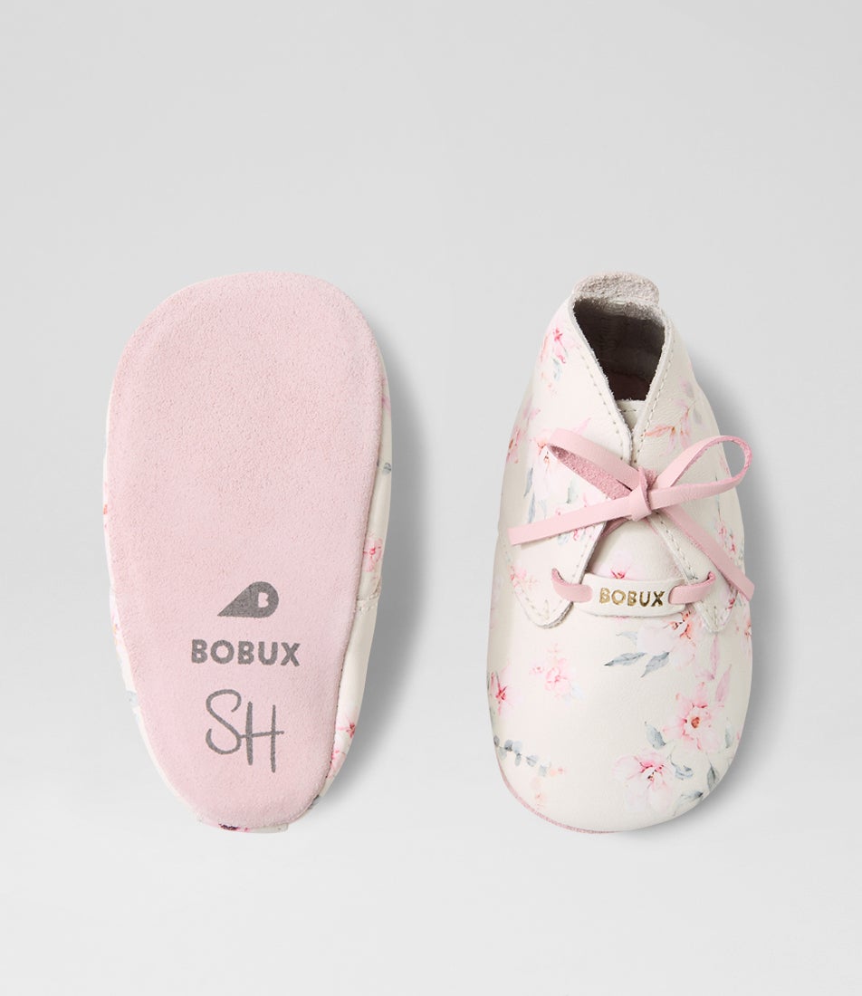 Bobux Ss Camille Lace Infant White Peachskin Leather Flat Shoes