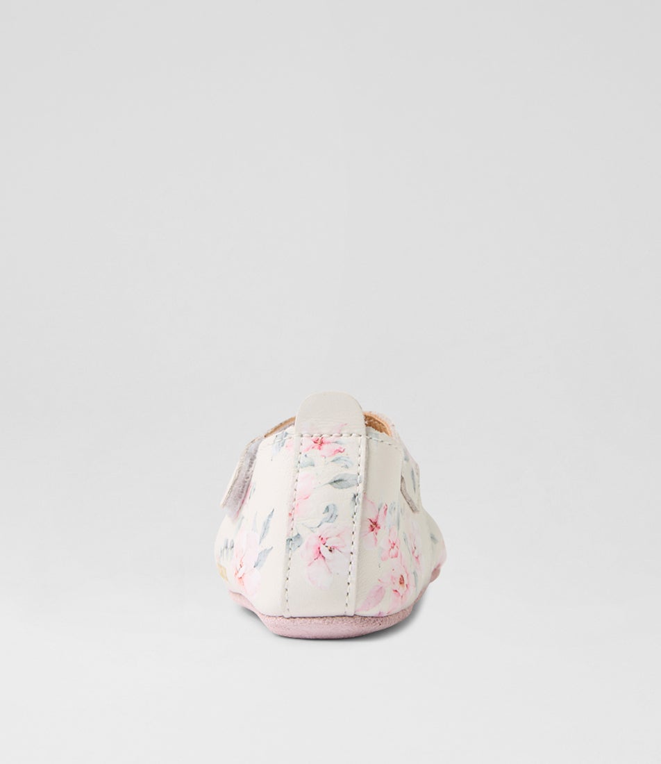 Bobux Ss Camille T Bar Infant White Peachskin Leather Flat Shoes