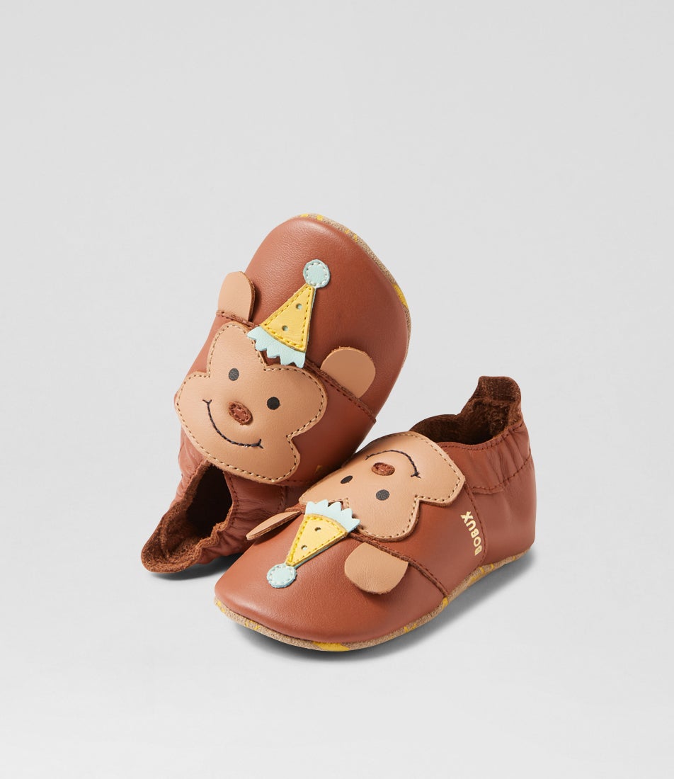 bobux Ss Cheeky Monkey Mocha Sandstorm Leather Flat Shoes