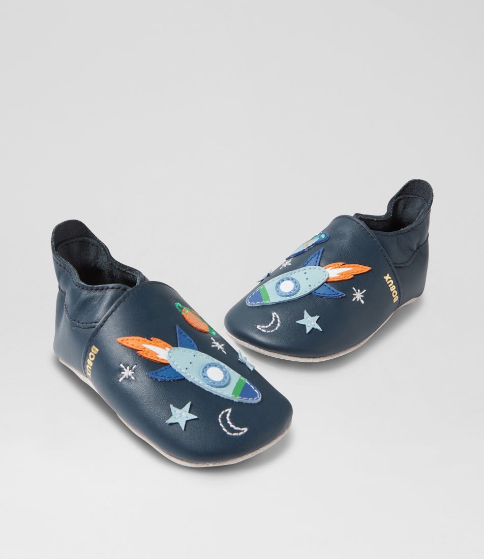 bobux Ss Cosmic Rocket Infant Navy Leather Flat Shoes