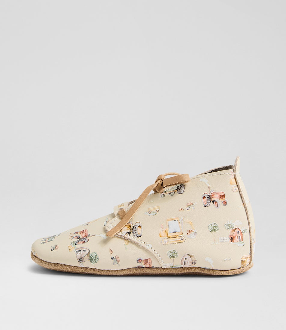 Bobux Ss Digger Lace Infant White Swan Multi Leather Flat Shoes