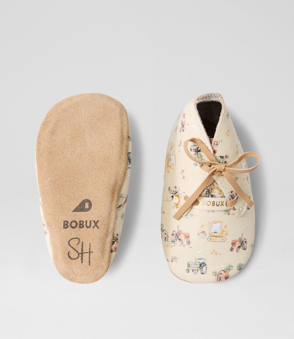 Bobux Ss Digger Lace Infant White Swan Multi Leather Flat Shoes