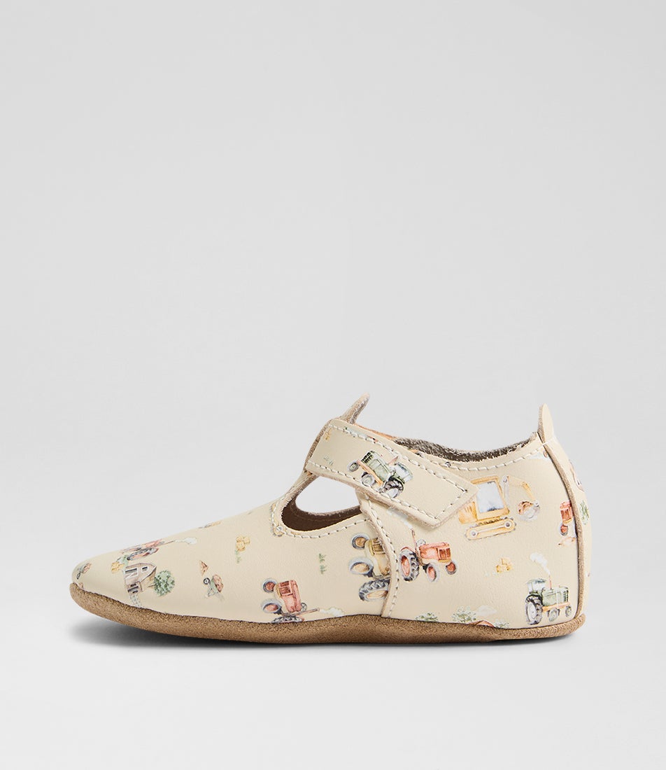 Bobux Ss Digger T Bar Infant White Swan Multi Leather Flat Shoes