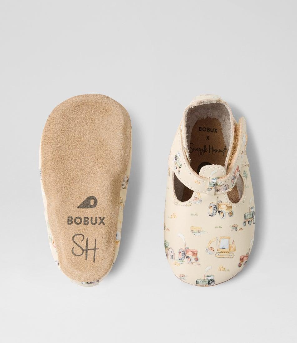 Bobux Ss Digger T Bar Infant White Swan Multi Leather Flat Shoes