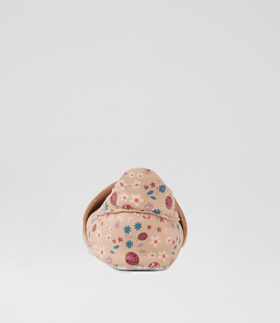 Bobux Ss Enchantment Infant Beige Floral Leather Flat Shoes