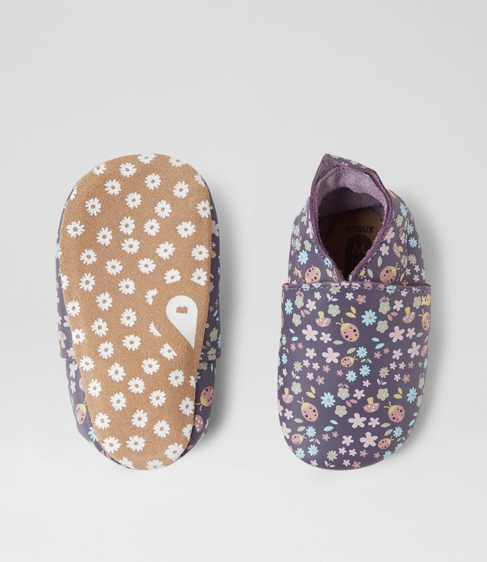 Bobux Ss Enchantment Infant Grape Floral Leather Flat Shoes