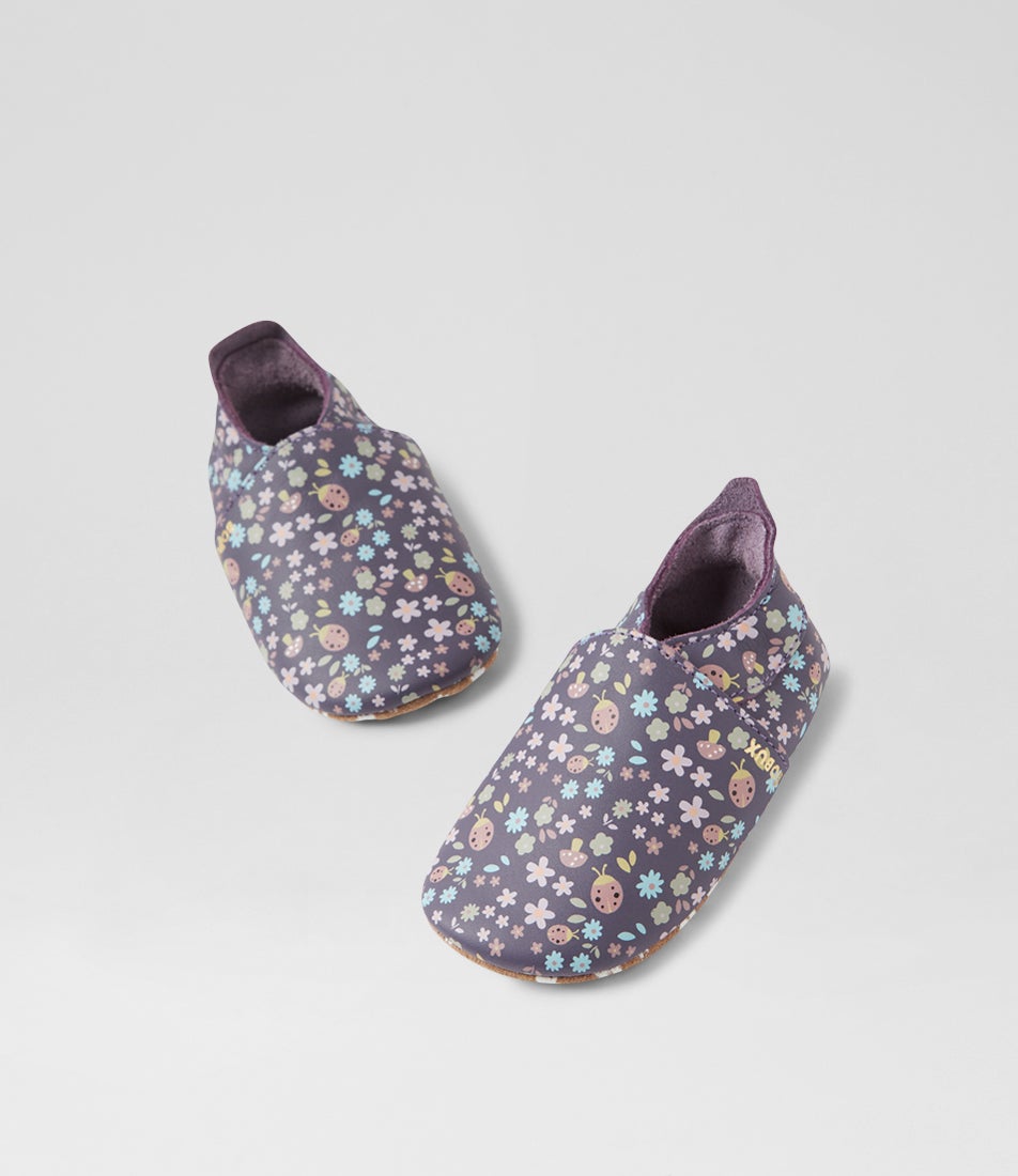 bobux Ss Enchantment Infant Grape Floral Leather Flat Shoes