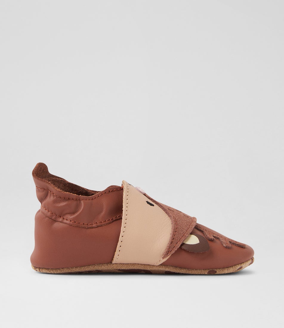 Bobux Ss Fawna Infant Mocha Beige Leather Flat Shoes