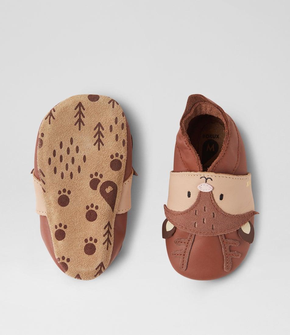 Bobux Ss Fawna Infant Mocha Beige Leather Flat Shoes