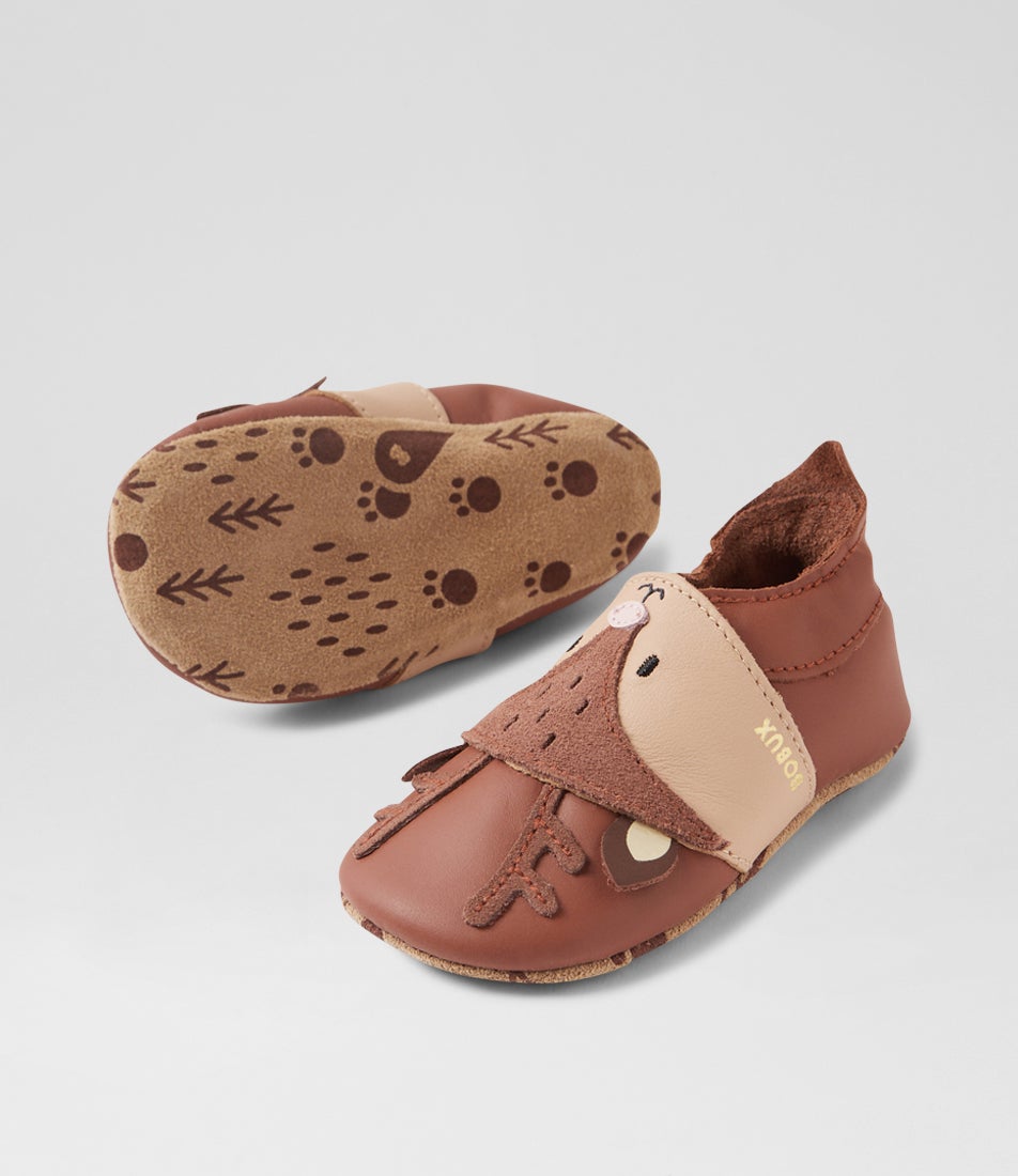 bobux Ss Fawna Infant Mocha Beige Leather Flat Shoes