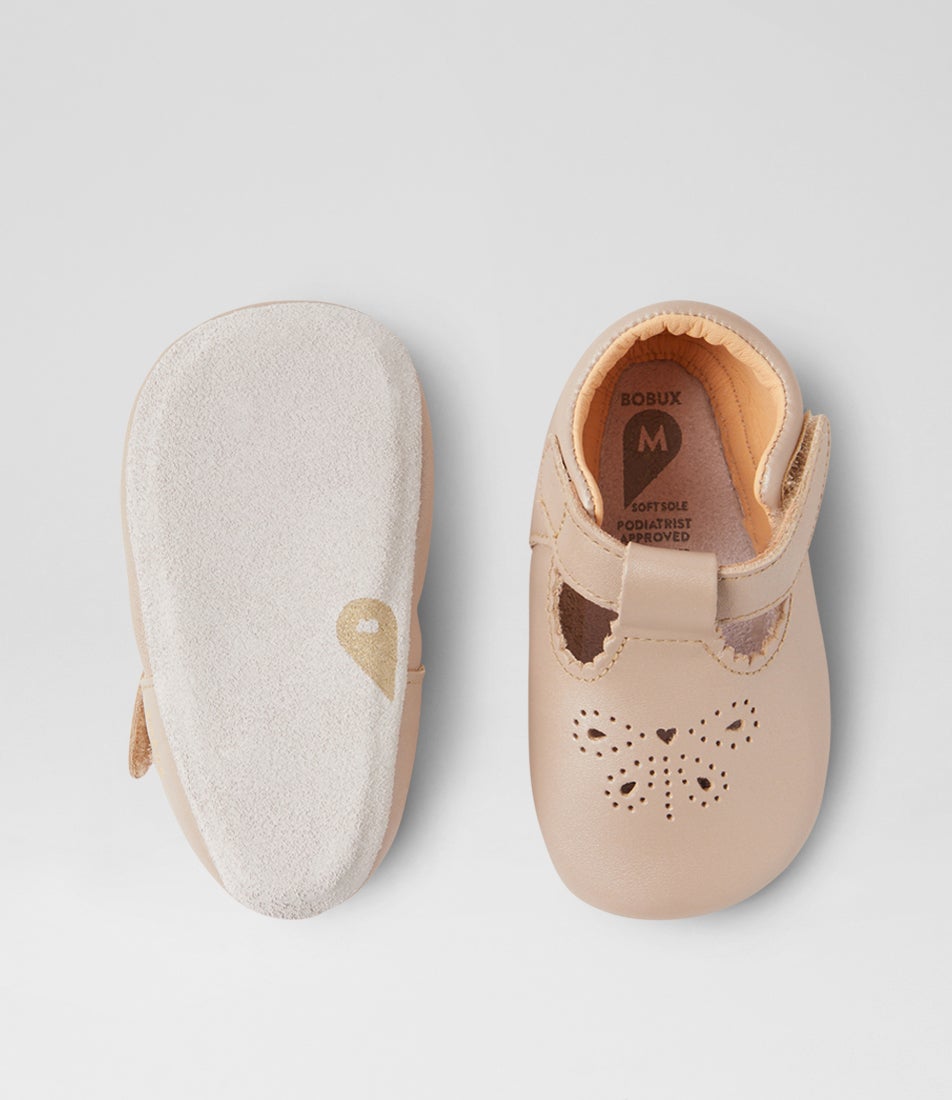 Bobux Ss Flutterheart Infant Gold Leather Flat Shoes